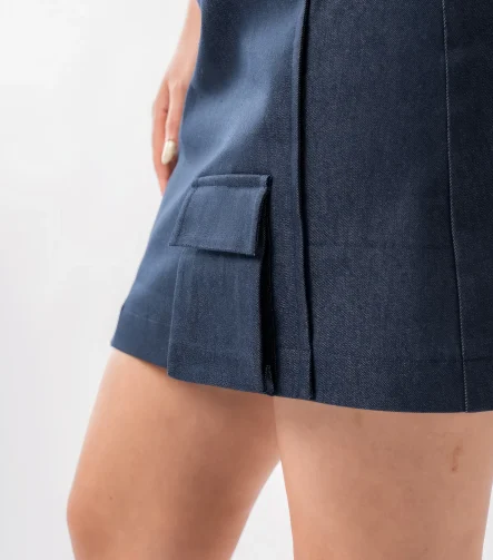 kadin denim kisa cepli etek